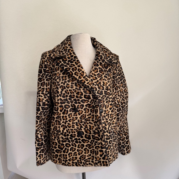 KATE MOSS x ZARA 100% LEATHER JACKET IN LIGHT BEIGE ANIMAL PRINT -M - Picture 8 of 11
